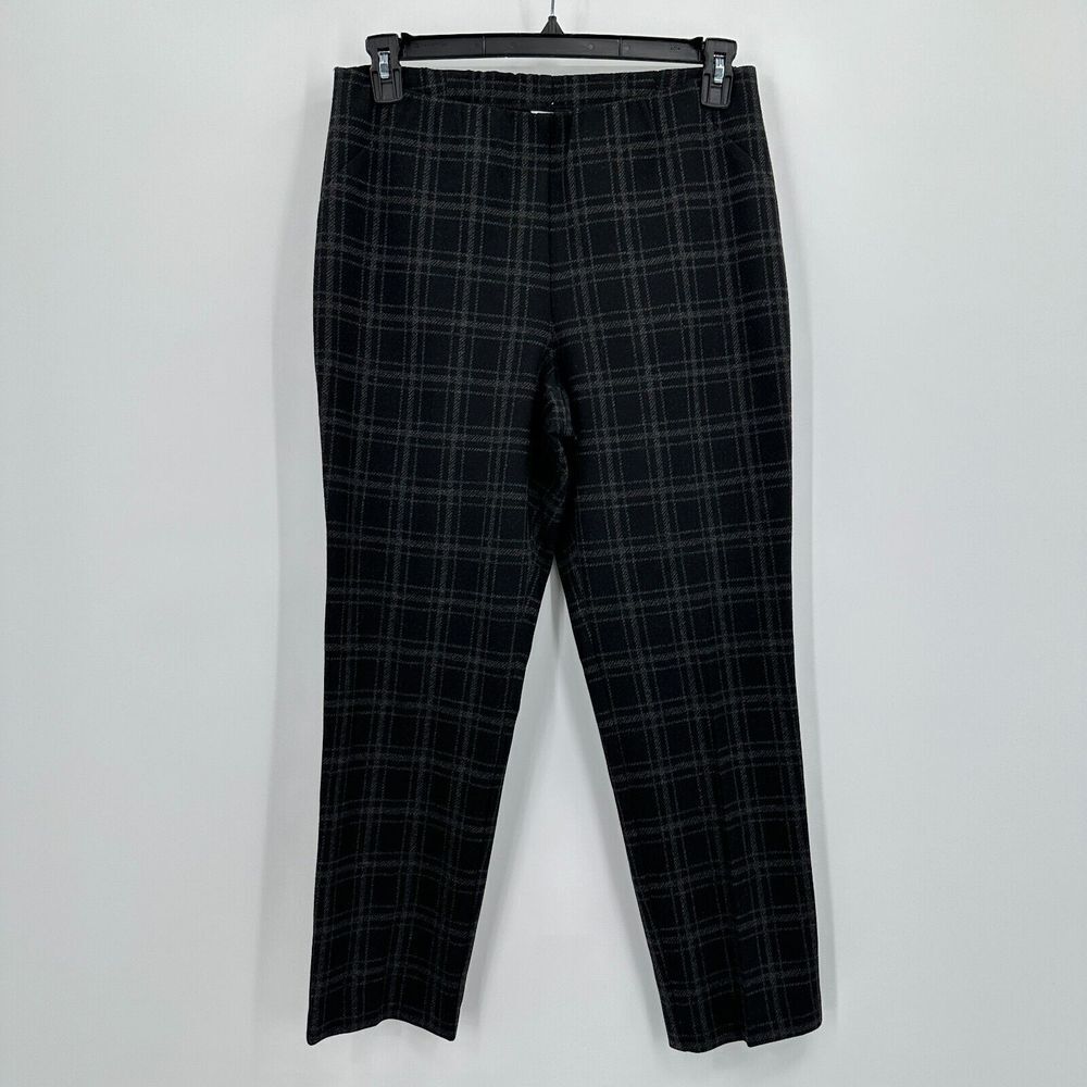 J. Jill Ponte Pants Womens Medium‎ Black Gray Plaid Slim Leg Office CEO Stretch